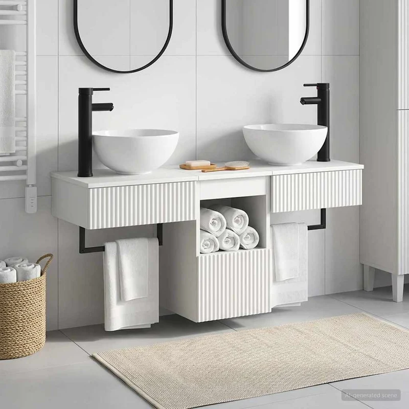 vidaXL Badkamermeubel Set 3 st Wit Bewerkt hout