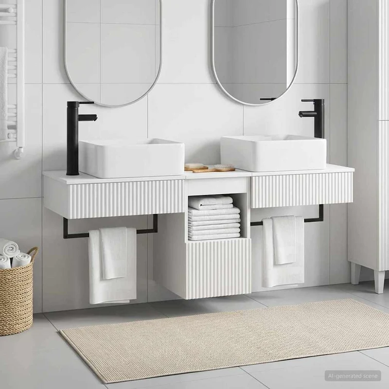 vidaXL Badkamermeubel Set 3 st Wit Bewerkt hout
