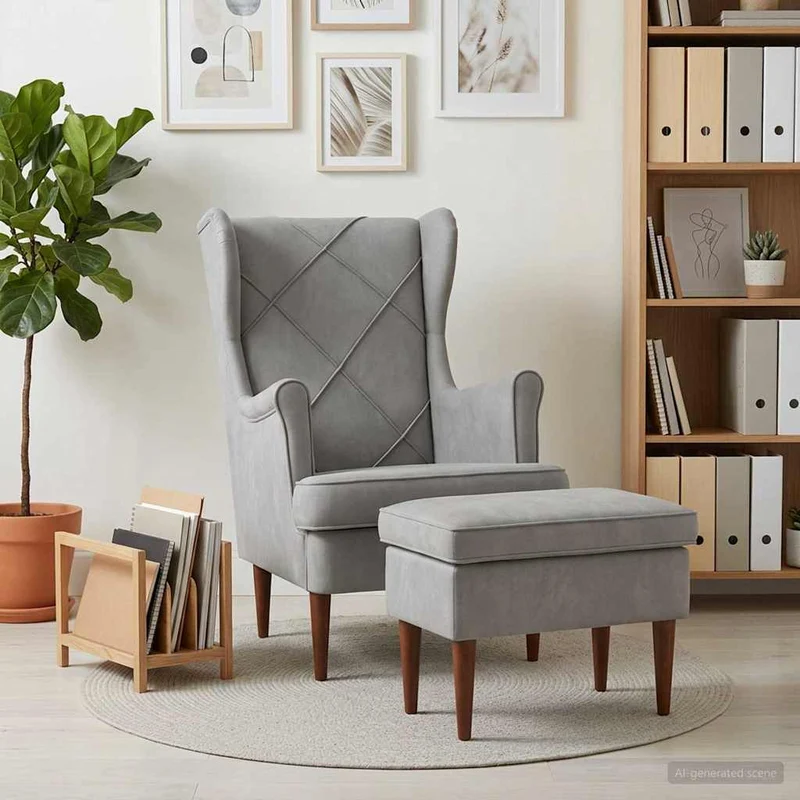 vidaXL Fauteuil met Voetenbank 2 st Lichtgrijs Fluweel