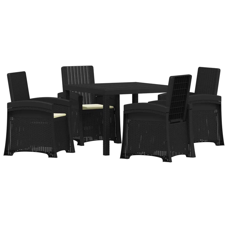 vidaXL Tuin Eettafel Set 5 st Antraciet- en crèmekleurig PP