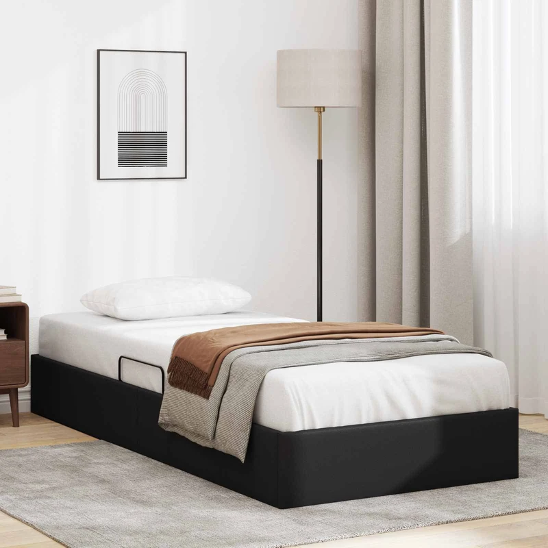 vidaXL Ottoman Bedframe met opslag Zwart 90 x 190 cm Kunstleer