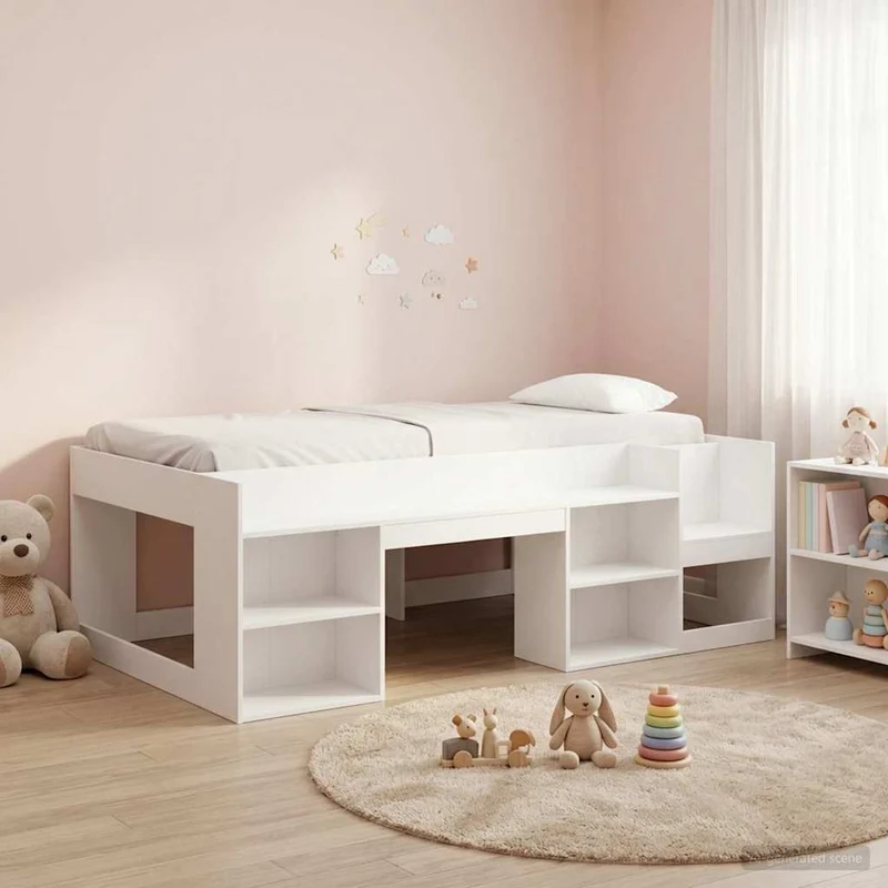 vidaXL Kinderbedframe met opbergruimte Wit 80 x 200 cm Bewerkt hout