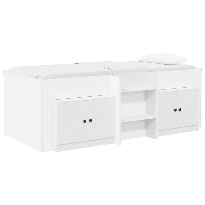 vidaXL Loftbed met kast met opslag met de deur 3 pcs Wit Bewerkt hout