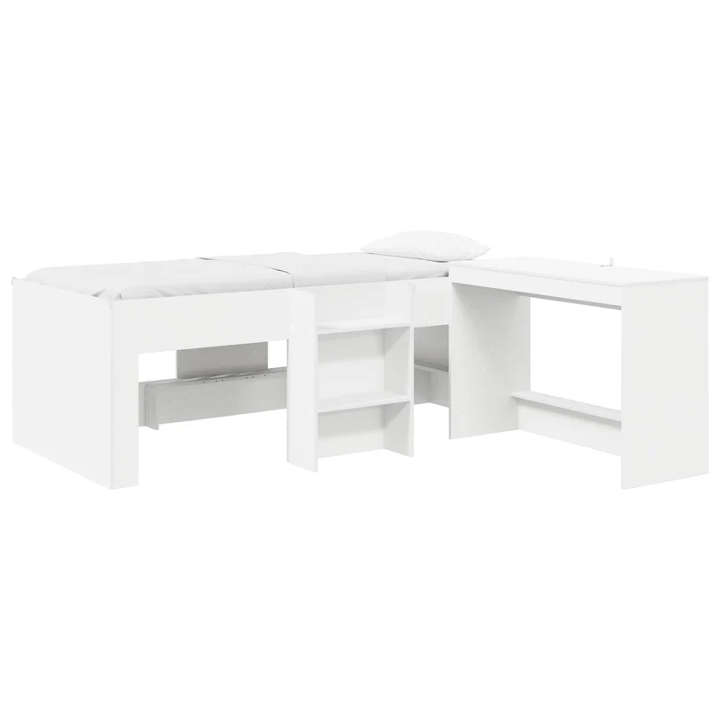 vidaXL Bedframe met Bureau Wit 90 x 200 cm Bewerkt hout