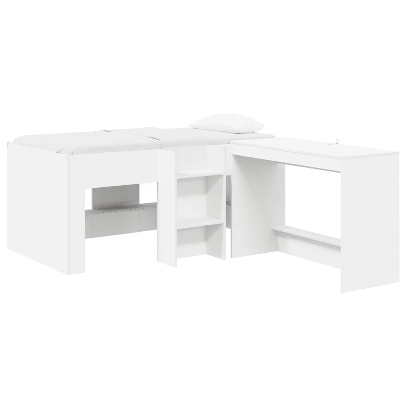 vidaXL Kinderhoogslaper met bureau Wit 80 x 160 cm Bewerkt hout