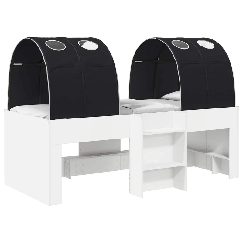 vidaXL Bed met Tunnel 4 pcs Wit en zwart Bewerkt hout