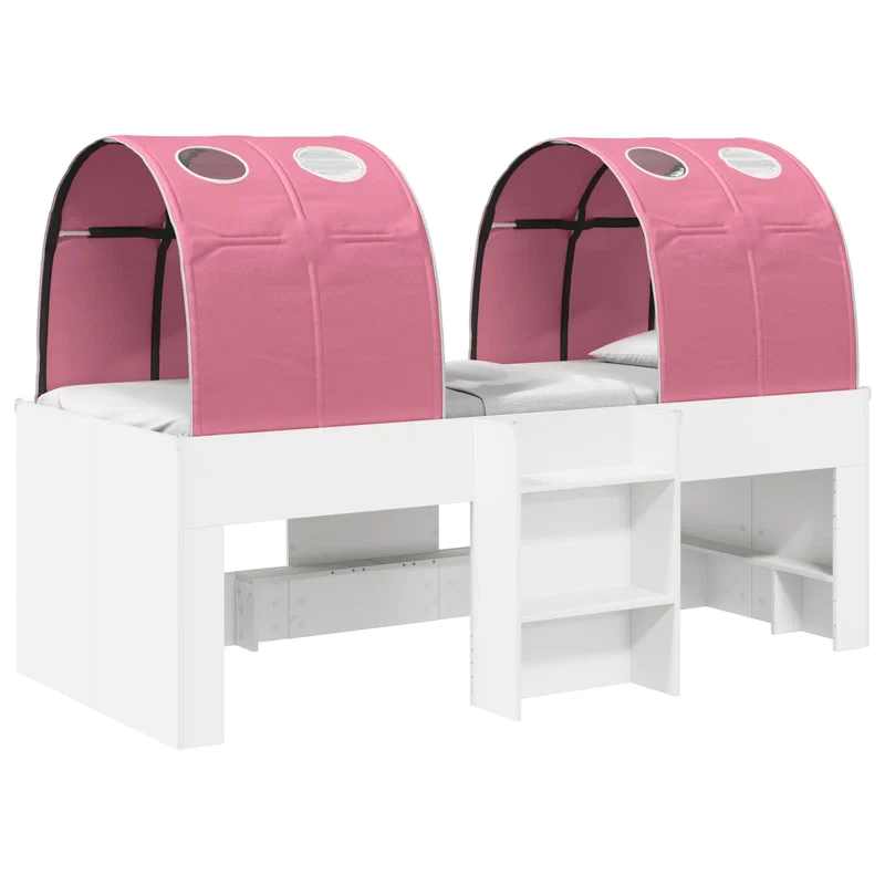 vidaXL Bed met Tunnel 4 pcs Wit en Roze Bewerkt hout