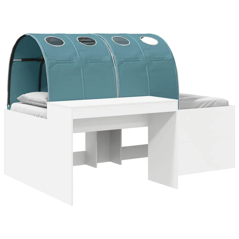 vidaXL Bed met Tunnel 4 pcs Wit en Lichtblauw Bewerkt hout