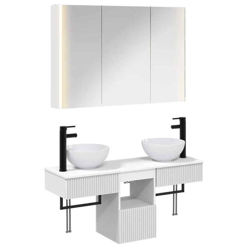 vidaXL Badkamerkast set 4 pcs Wit 103,5 x 15,5 x 70 cm Bewerkt hout