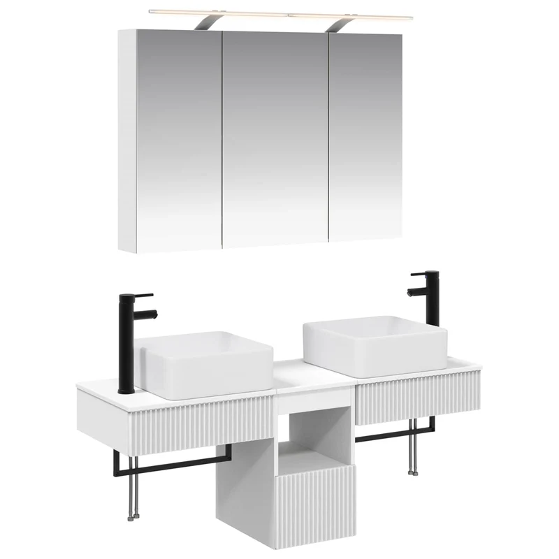 vidaXL Badkamerkast set 4 pcs Wit 100 x 14,5 x 70 cm Bewerkt hout