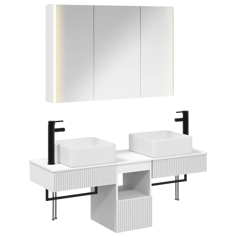 vidaXL Badkamerkast set 4 pcs Wit 103,5 x 15,5 x 70 cm Bewerkt hout