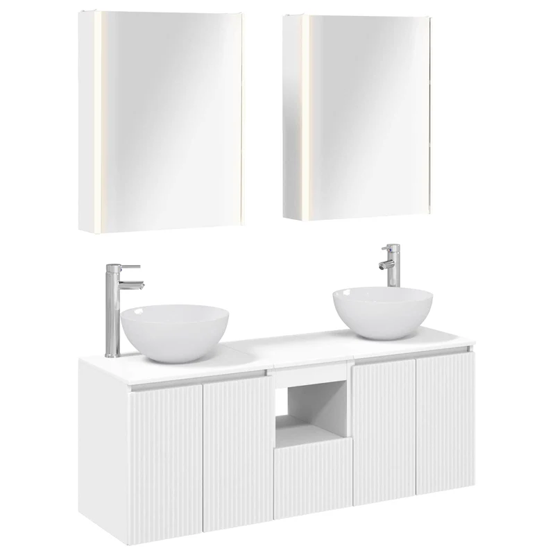 vidaXL Badkamerkast set 5 pcs Wit 53 x 15,5 x 70 cm Bewerkt hout