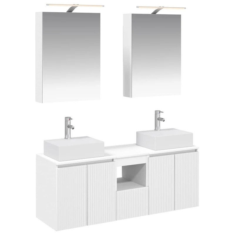 vidaXL Badkamerkast set 5 pcs Wit Bewerkt hout