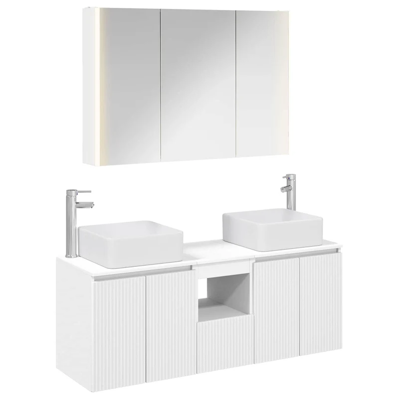 vidaXL Badkamerkast set 4 pcs Wit Bewerkt hout