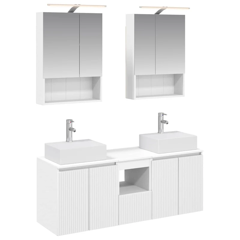 vidaXL Badkamerkast set 5 pcs Wit Bewerkt hout