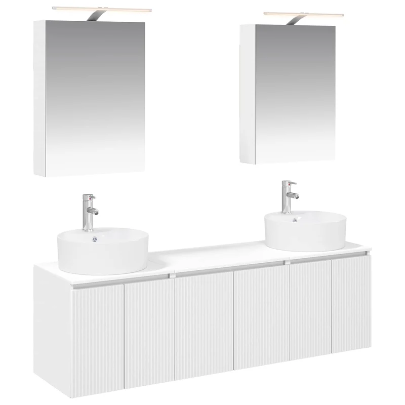 vidaXL Badkamerkast set 5 pcs Wit Bewerkt hout