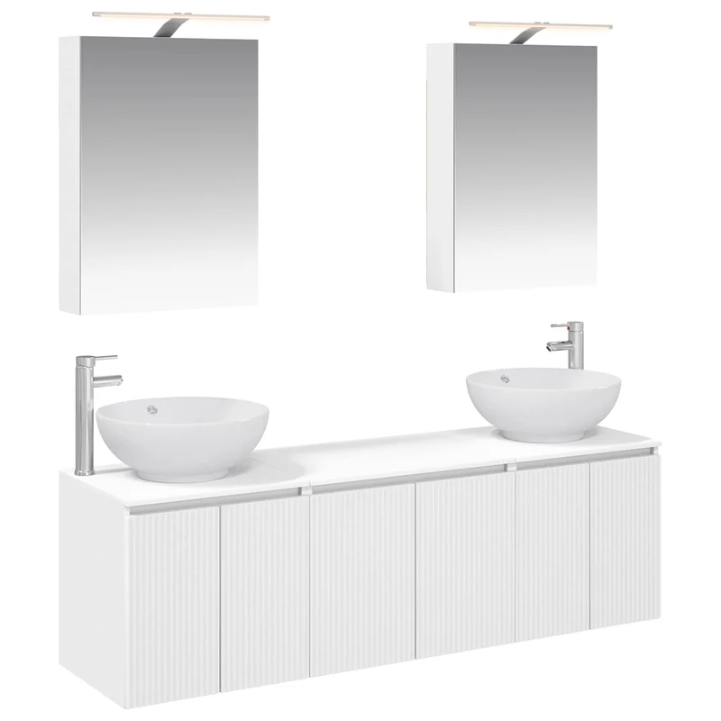 vidaXL Badkamerkast set 5 pcs Wit Bewerkt hout