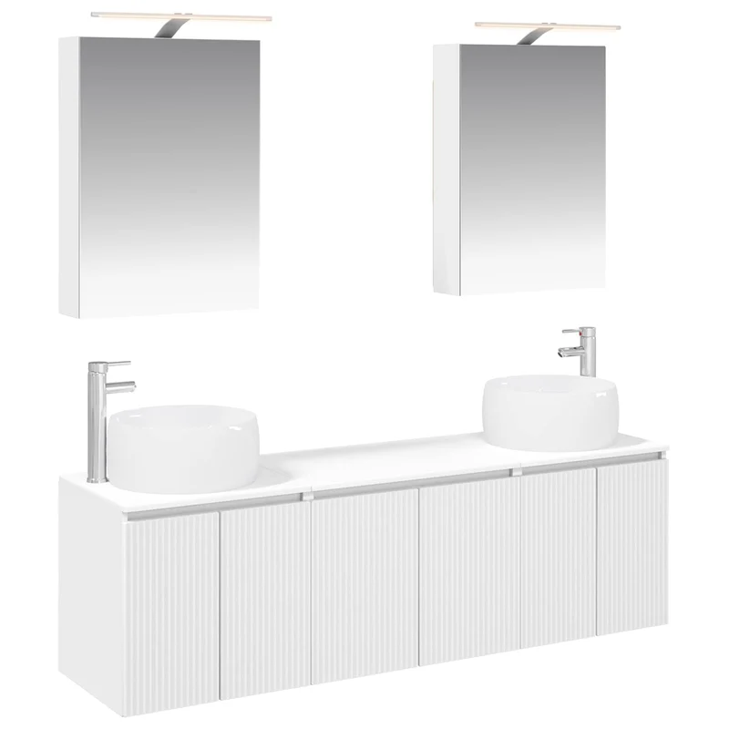 vidaXL Badkamerkast set 5 pcs Wit Bewerkt hout