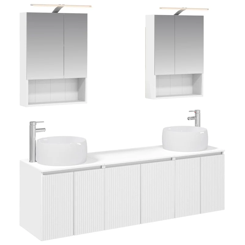 vidaXL Badkamerkast set 5 pcs Wit Bewerkt hout