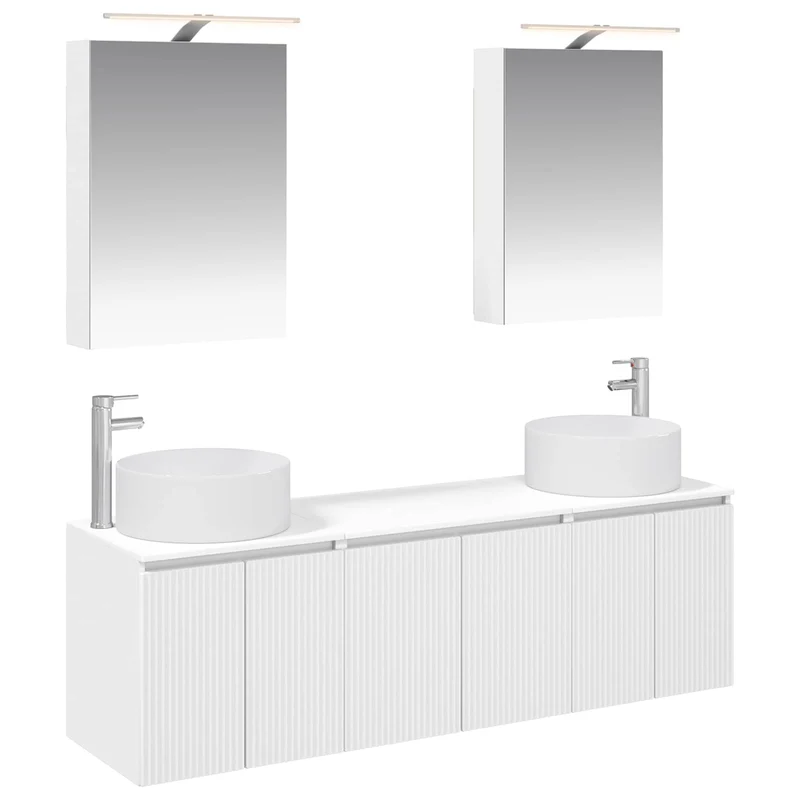 vidaXL Badkamerkast set 5 pcs Wit Bewerkt hout
