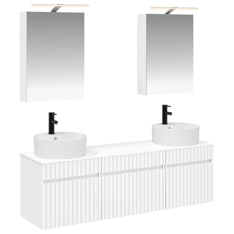 vidaXL Badkamerkast set 5 pcs Wit 50 x 14,5 x 70 cm Bewerkt hout