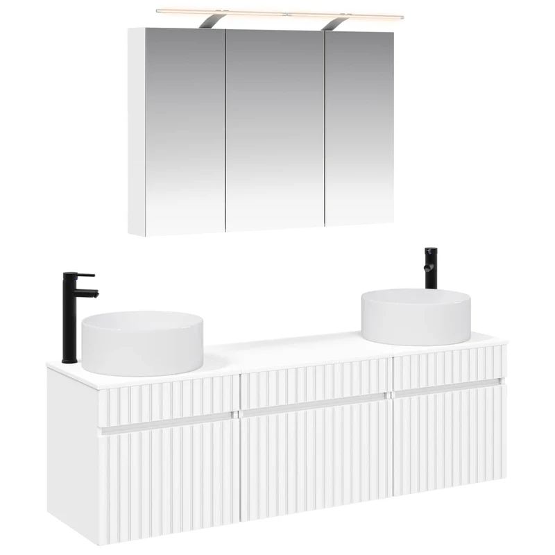 vidaXL Badkamerkast set 4 pcs Wit 100 x 14,5 x 70 cm Bewerkt hout