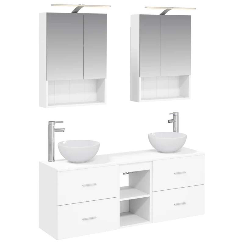 vidaXL Badkamerkast set 5 pcs Wit 50 x 14,5 x 70 cm Bewerkt hout