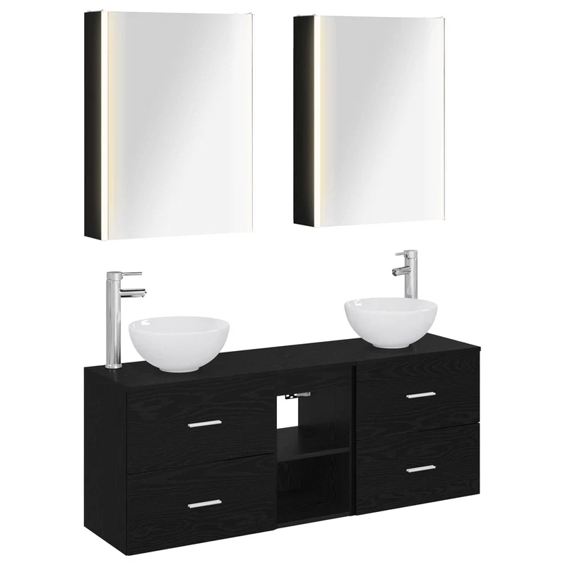 vidaXL Badkamerkast set 5 pcs Wit 53 x 15,5 x 70 cm Bewerkt hout