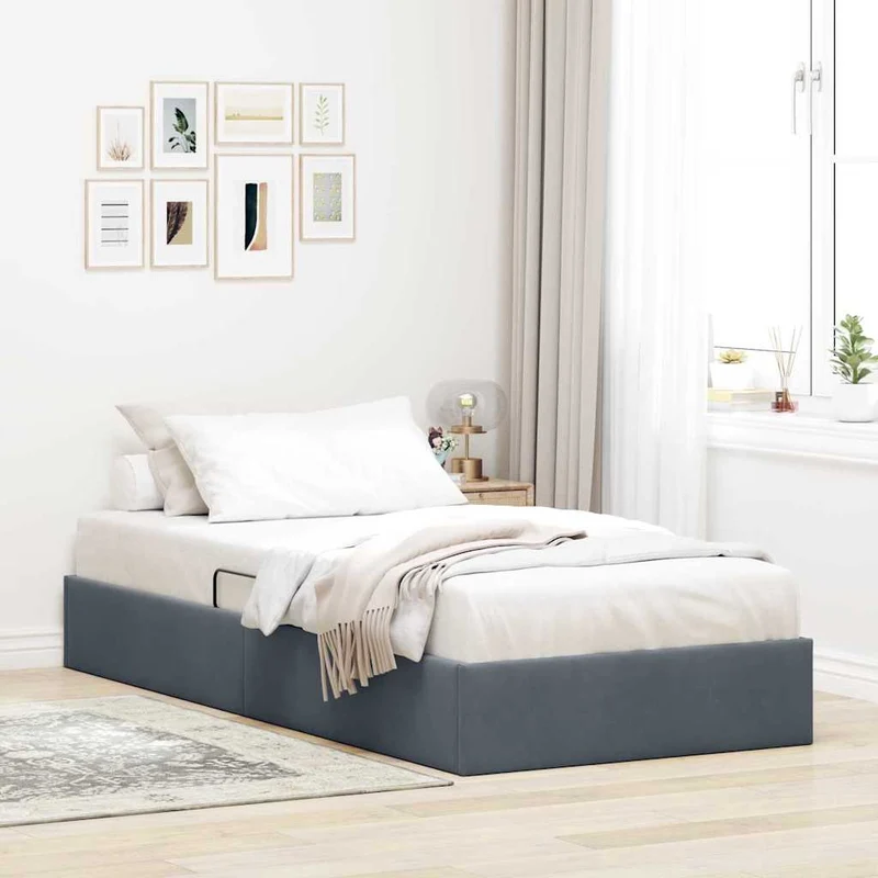vidaXL Opbergbed met matras Donkergrijs 100 x 190 cm Fluweel