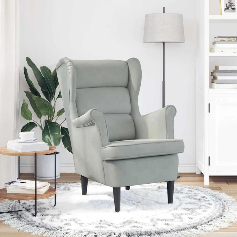 vidaXL Fauteuil Lichtgrijs Fluweel