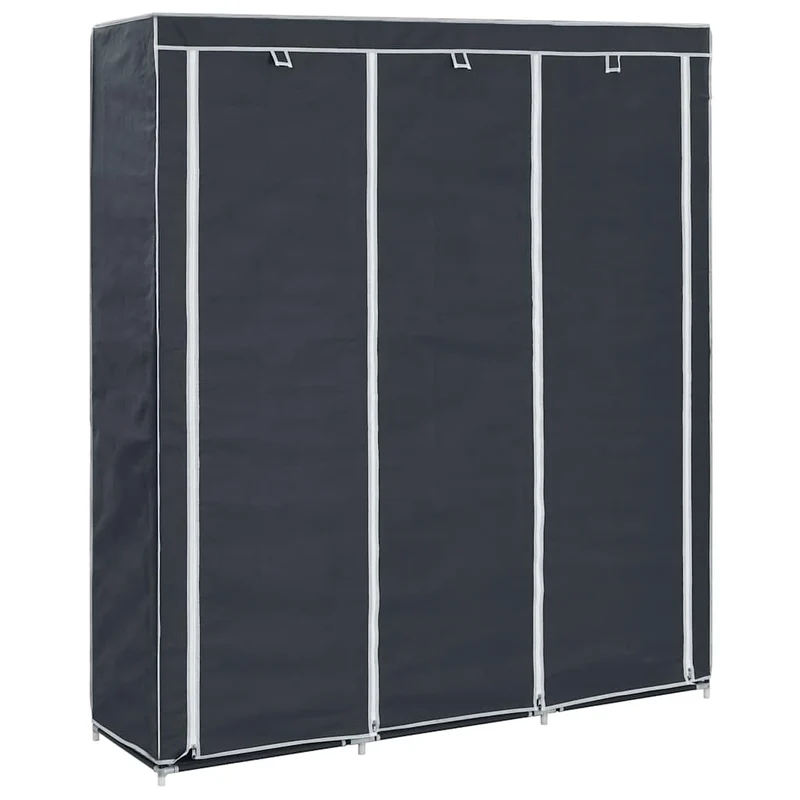 vidaXL Kledingkast met vakken en stangen 150x45x175 cm stof zwart