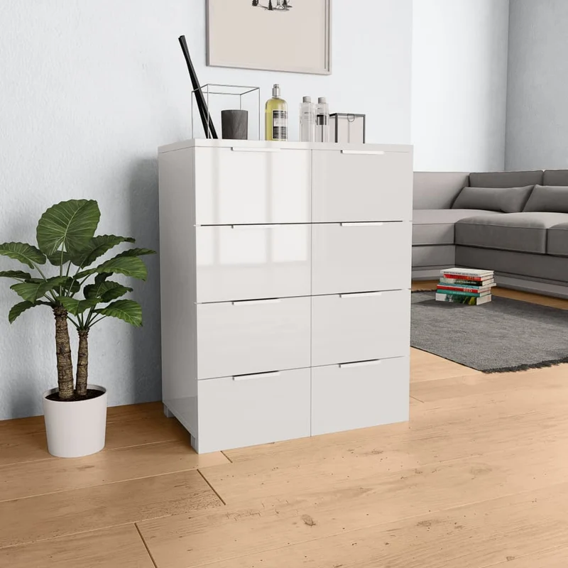 vidaXL Dressoir 60x35x80 cm bewerkt hout hoogglans wit