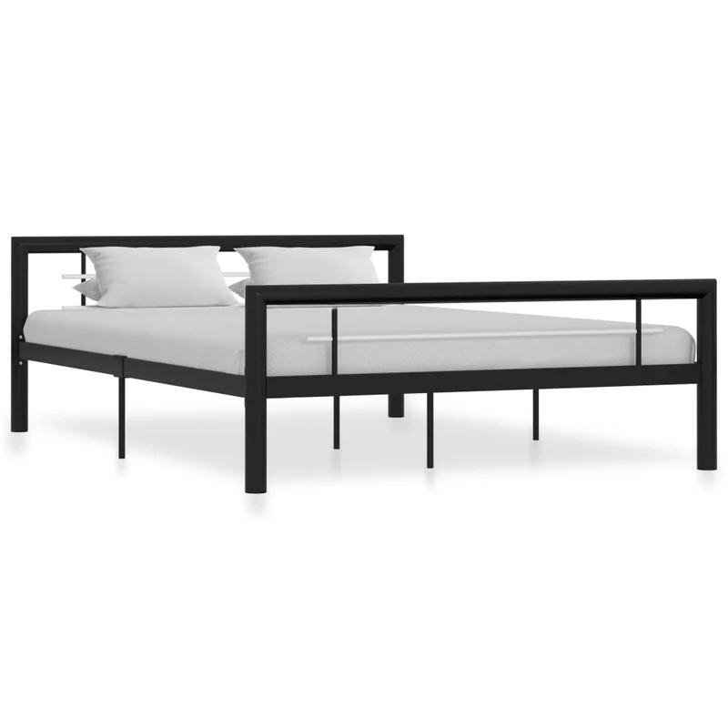 vidaXL Bedframe metaal wit en zwart 90x200 cm