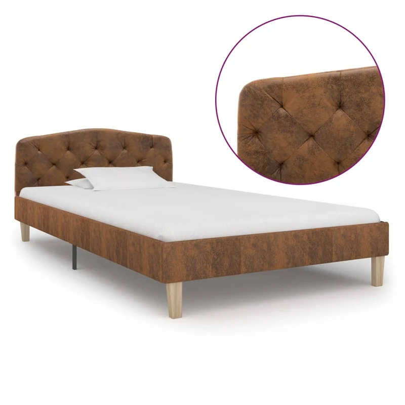 vidaXL Bedframe kunstsuède bruin 90x200 cm