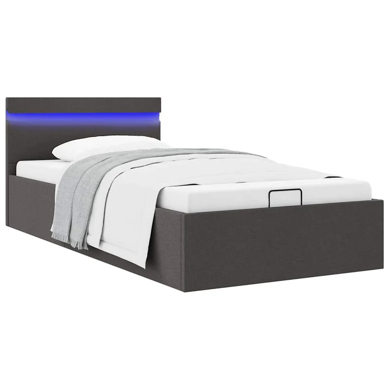 vidaXL Bedframe met opslag en LED stof donkergrijs 90x200 cm