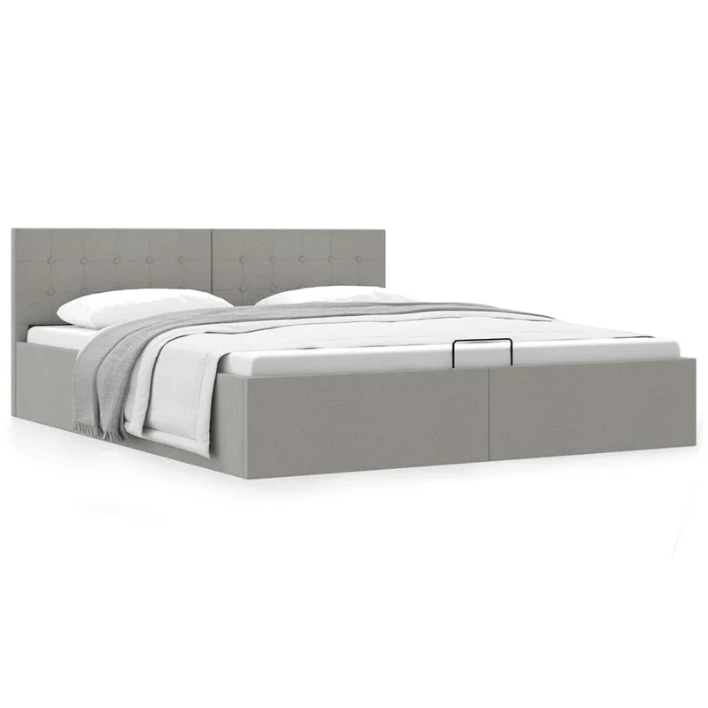 vidaXL Bedframe met hydraulische opslag stof donkergrijs 90x200 cm