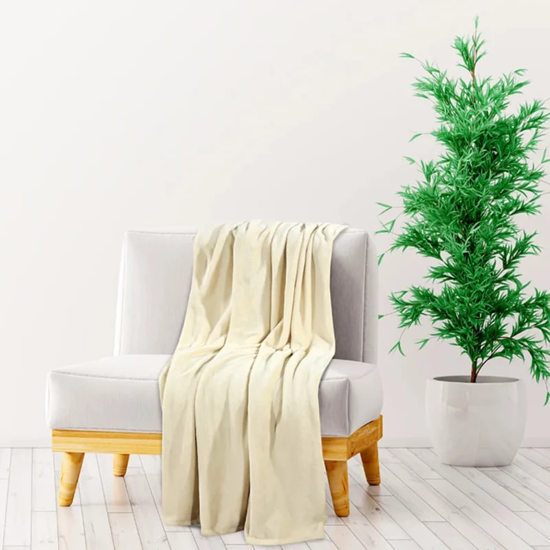 vidaXL Deken 130x170 cm polyester crèmekleurig