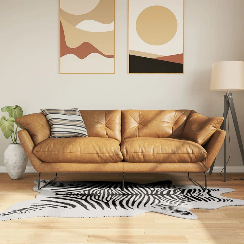 vidaXL Vloerkleed zebrapatroon wasbaar anti-slip 120x170 cm zwart wit