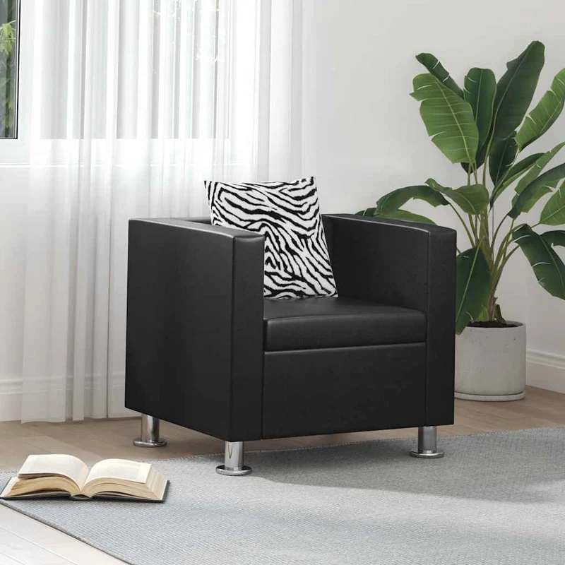 vidaXL Fauteuil kunstleer zwart