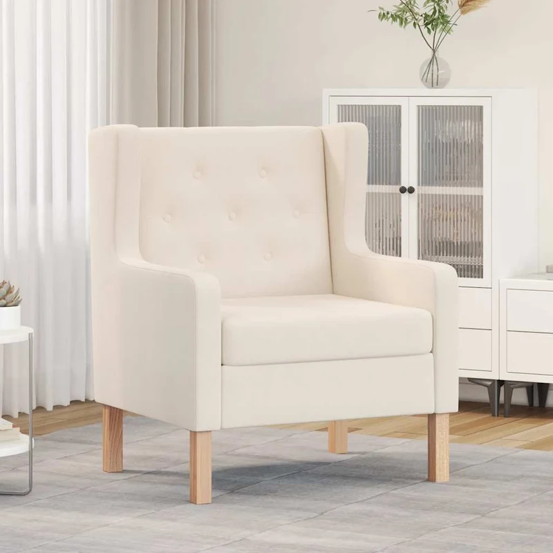 vidaXL Fauteuil stof crèmewit