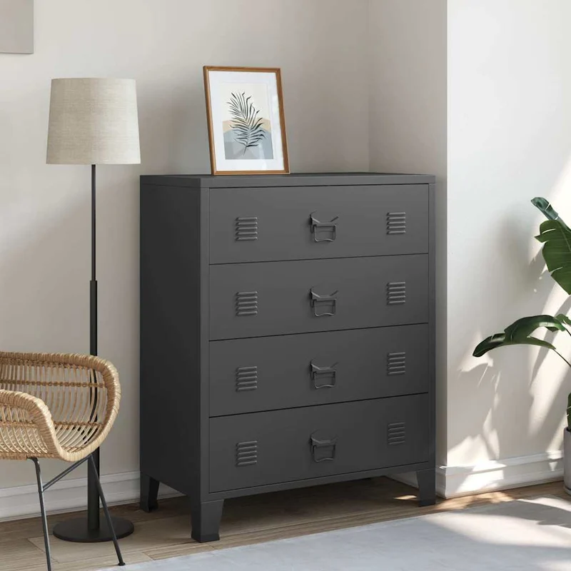 vidaXL Ladekast industriële stijl 78x40x93 cm metaal zwart