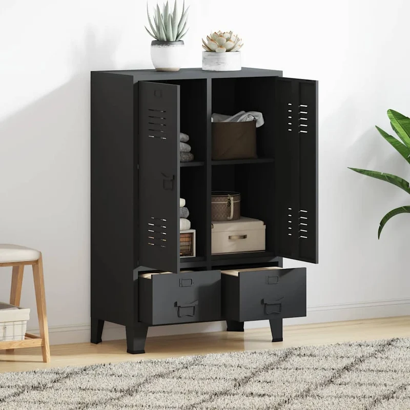 vidaXL Kledingkast industriële stijl 67x35x107 cm metaal zwart