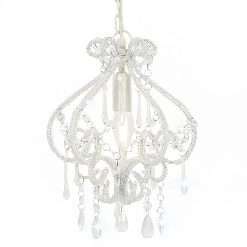 vidaXL Plafondlamp met kralen rond E14 wit