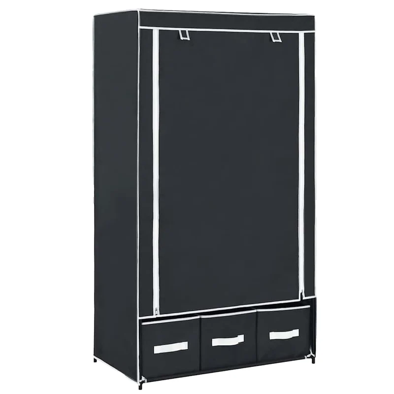 vidaXL Kledingkast 87x49x159 cm stof zwart