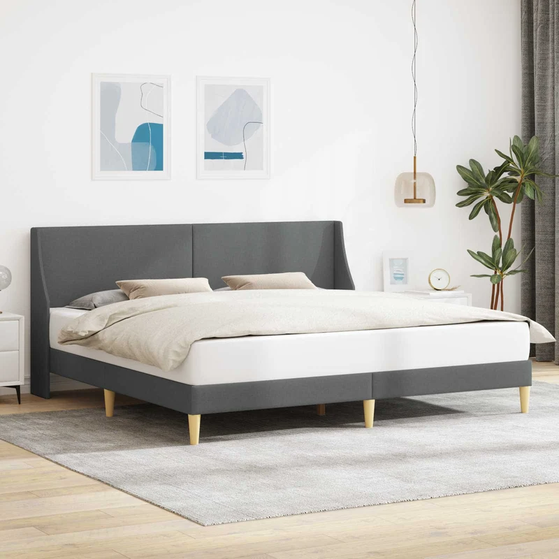 vidaXL Bedframe met hoofdeinde Donkergrijs 183 x 213 cm Stof