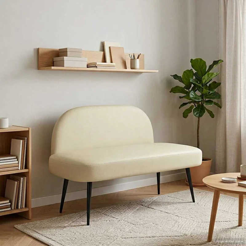 vidaXL Gevuld bankje met rugleuning Crèmekleurig 110 x 60 x 76 cm