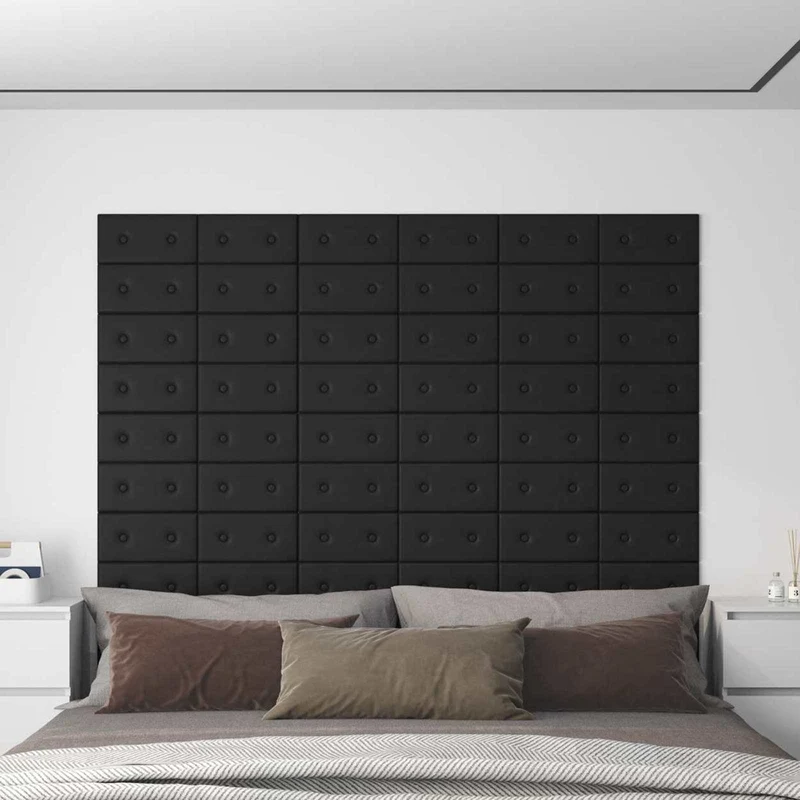 vidaXL Wand Hoofdbord 12 pcs Zwart 30 x 15 cm Kunstleer