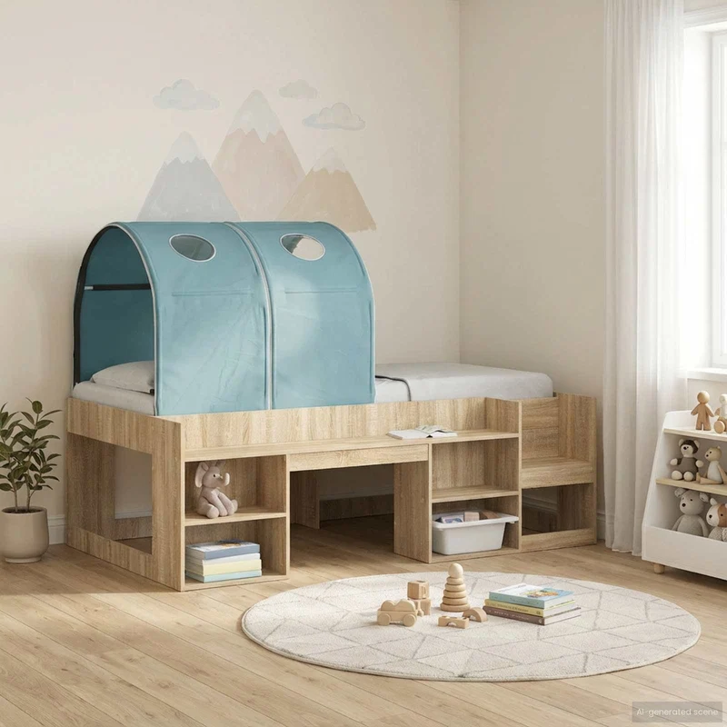 vidaXL Bed tunnel 2 pcs Lichtblauw 211 x 52,5 x 2 cm Polyester