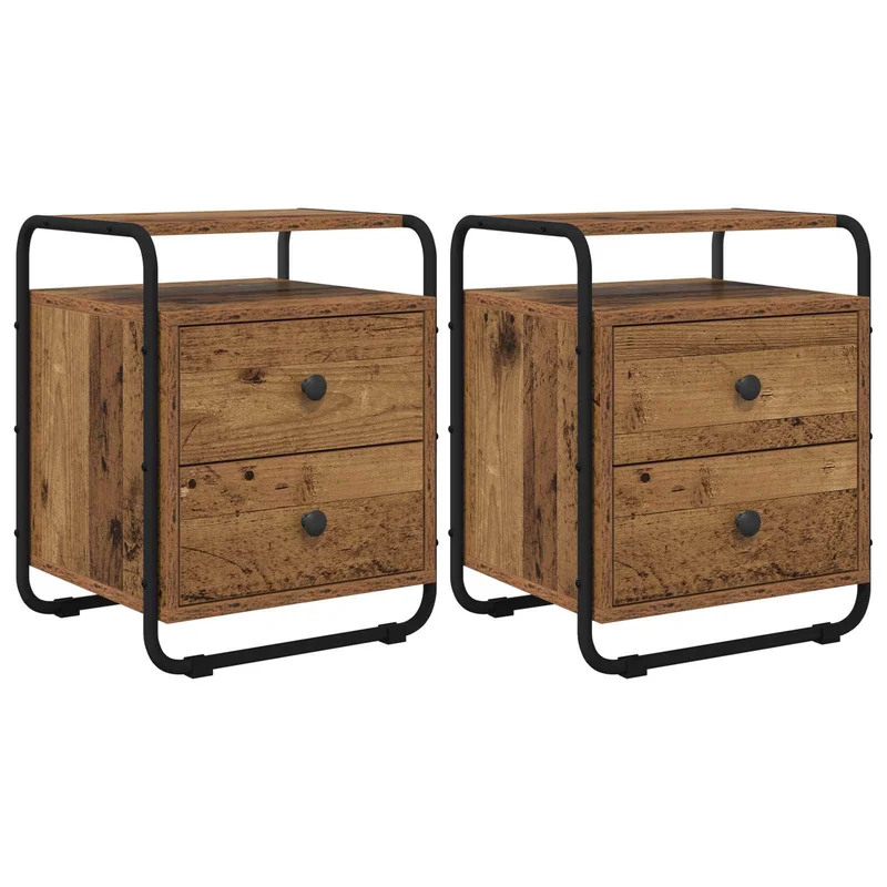 vidaXL Nachtkastje 2 st Oud hout Bewerkt hout