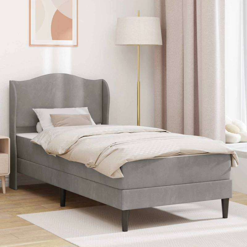 vidaXL Bedframe met hoofdeinde Lichtgrijs 90 x 190 cm Fluweel